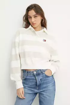Хлопковая толстовка Tommy Jeans, бежевый