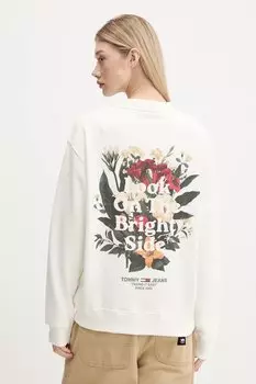 Хлопковая толстовка Tommy Jeans, бежевый