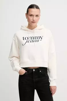 Хлопковая толстовка Tommy Jeans, бежевый