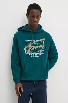 Хлопковая толстовка Tommy Jeans, бирюзовый