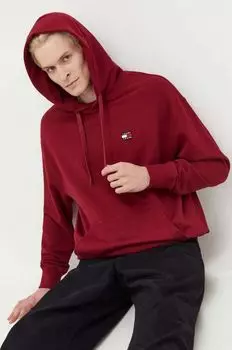 Хлопковая толстовка Tommy Jeans, бордовый