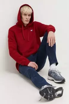 Хлопковая толстовка Tommy Jeans, бордовый