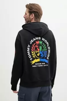 Хлопковая толстовка Tommy Jeans, черный