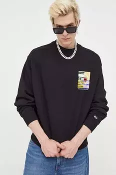 Хлопковая толстовка Tommy Jeans, черный