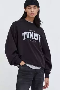 Хлопковая толстовка Tommy Jeans, черный