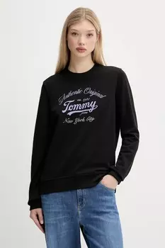 Хлопковая толстовка Tommy Jeans, черный