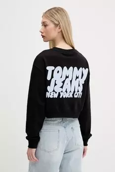 Хлопковая толстовка Tommy Jeans, черный