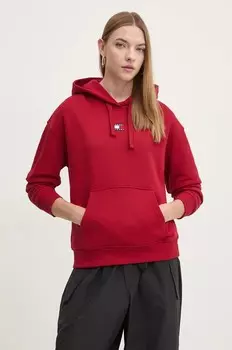 Хлопковая толстовка Tommy Jeans, гранатовый
