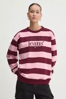Хлопковая толстовка Tommy Jeans, гранатовый