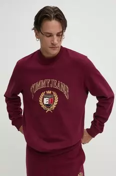 Хлопковая толстовка Tommy Jeans, гранатовый