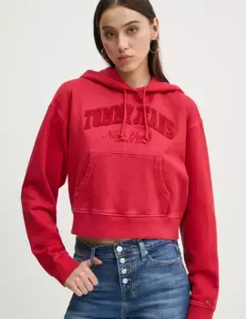 Хлопковая толстовка Tommy Jeans, красный