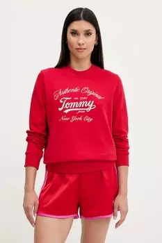 Хлопковая толстовка Tommy Jeans, красный