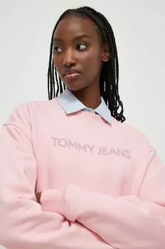 Хлопковая толстовка Tommy Jeans, розовый