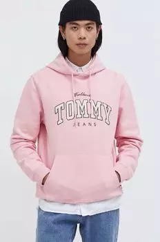 Хлопковая толстовка Tommy Jeans, розовый