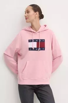 Хлопковая толстовка Tommy Jeans, розовый