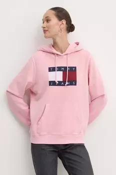 Хлопковая толстовка Tommy Jeans, розовый