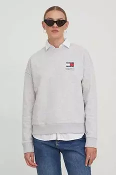 Хлопковая толстовка Tommy Jeans, серый