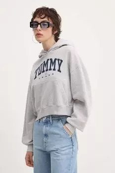 Хлопковая толстовка Tommy Jeans, серый
