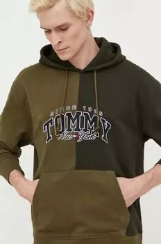 Хлопковая толстовка Tommy Jeans, зеленый