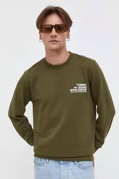 Хлопковая толстовка Tommy Jeans, зеленый