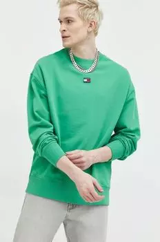 Хлопковая толстовка Tommy Jeans, зеленый