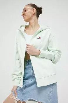 Хлопковая толстовка Tommy Jeans, зеленый