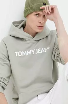 Хлопковая толстовка Tommy Jeans, зеленый
