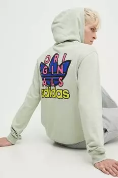 Хлопковая Толстовка Trefoil Hood adidas Originals, зеленый