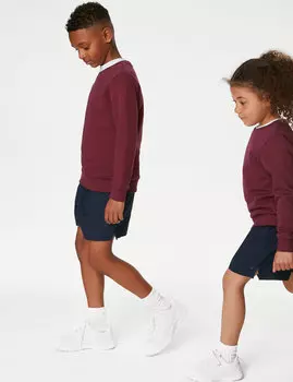 Хлопковая толстовка унисекс с круглым вырезом (2–16 лет) Marks & Spencer, бургундия