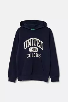 Хлопковая толстовка United Colors of Benetton для мальчиков и девочек, темно-синий