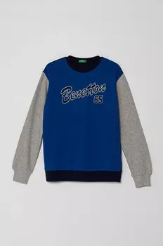 Хлопковая толстовка United Colors of Benetton для мальчиков и девочек, темно-синий