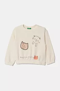 Хлопковая толстовка United Colors of Benetton для мальчиков и девочек, бежевый