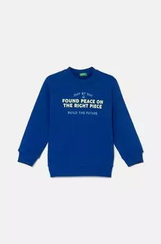 Хлопковая толстовка United Colors of Benetton для мальчиков и девочек, темно-синий