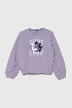 Хлопковая толстовка United Colors of Benetton, фиолетовый