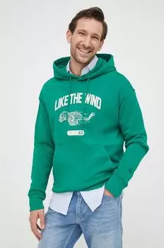 Хлопковая толстовка United Colors of Benetton, зеленый