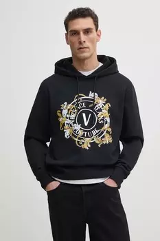 Хлопковая толстовка Versace Jeans Couture, черный