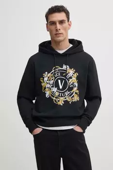Хлопковая толстовка Versace Jeans Couture, черный