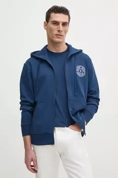 Хлопковая толстовка Versace Jeans Couture, темно-синий