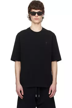 Хлопковая тонированная футболка ami de coeur Ami Paris, черный