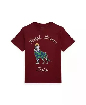 Хлопковая трикотажная футболка Big Boys с принтом собак Polo Ralph Lauren, красный