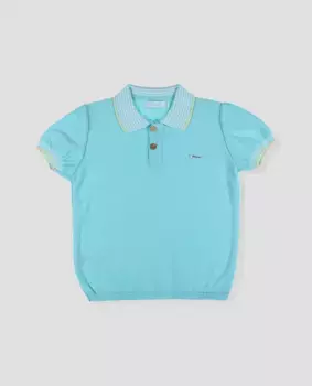 Хлопковая трикотажная рубашка поло для мальчиков Foque, бирюзовый