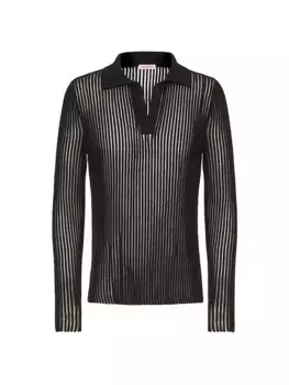 Хлопковая трикотажная рубашка-поло с длинными рукавами Valentino Garavani, черный