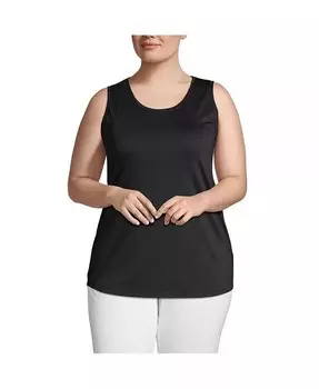 Хлопковая туника больших размеров Supima безрукавка Lands' End, черный