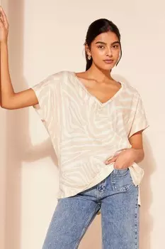 Хлопковая туника с короткими рукавами и V-образным вырезом Friends Like These, белый