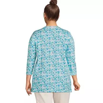 Хлопковая туника свободного кроя с круглым вырезом больших размеров Lands' End Supima Lands' End, черный