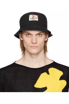 Хлопковая твидовая шляпа-ведро Vivienne Westwood, черный