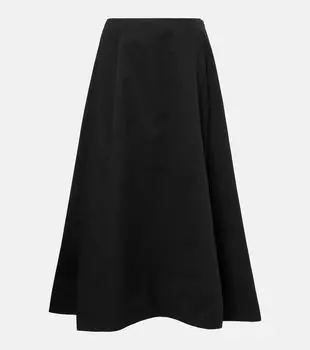 Хлопковая твидовая юбка миди Balenciaga, черный