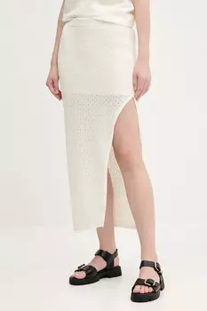 Хлопковая юбка Abercrombie & Fitch, бежевый