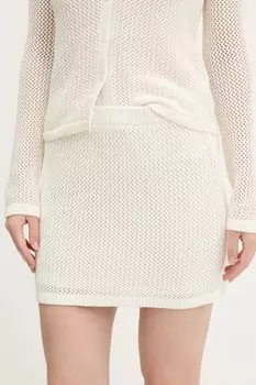 Хлопковая юбка Abercrombie & Fitch, бежевый