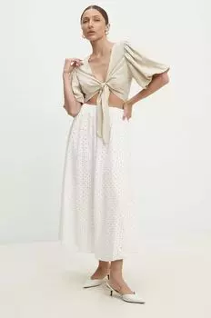 Хлопковая юбка Answear Lab, белый
